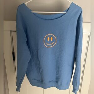 Blue Women's Sweater with Smiley Design